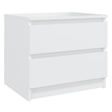 Bed Cabinet White 50x39x43.5 cm Engineered Wood - Front View