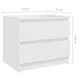 Bed Cabinet White 50x39x43.5 cm Engineered Wood - Close-Up Angle