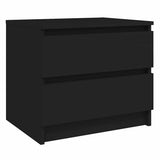 Bed Cabinet Black 50x39x43.5 cm Engineered Wood - Front View