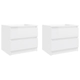 Bed Cabinets 2 pcs High Gloss White 50x39x43.5 cm Engineered Wood - Front View