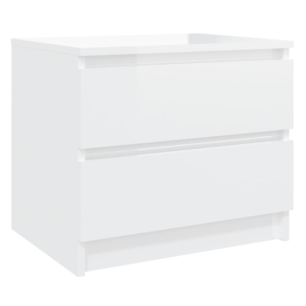 Bed Cabinets 2 pcs High Gloss White 50x39x43.5 cm Engineered Wood
