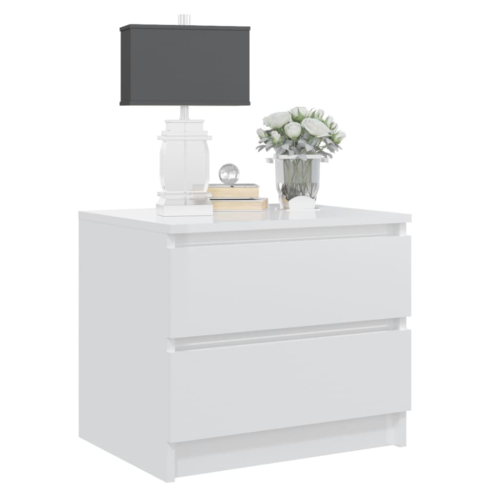 Bed Cabinets 2 pcs High Gloss White 50x39x43.5 cm Engineered Wood
