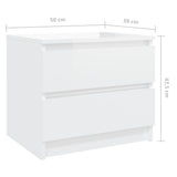Bed Cabinets 2 pcs High Gloss White 50x39x43.5 cm Engineered Wood