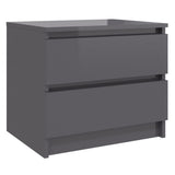 Bed Cabinet High Gloss Grey 50x39x43.5 cm Engineered Wood