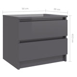 Bed Cabinet High Gloss Grey 50x39x43.5 cm Engineered Wood - Rear View