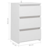 Bed Cabinet White 40x35x62.5 cm Engineered Wood - Low Angle