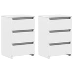 Bed Cabinets 2 pcs White 40x35x62.5 cm Engineered Wood
