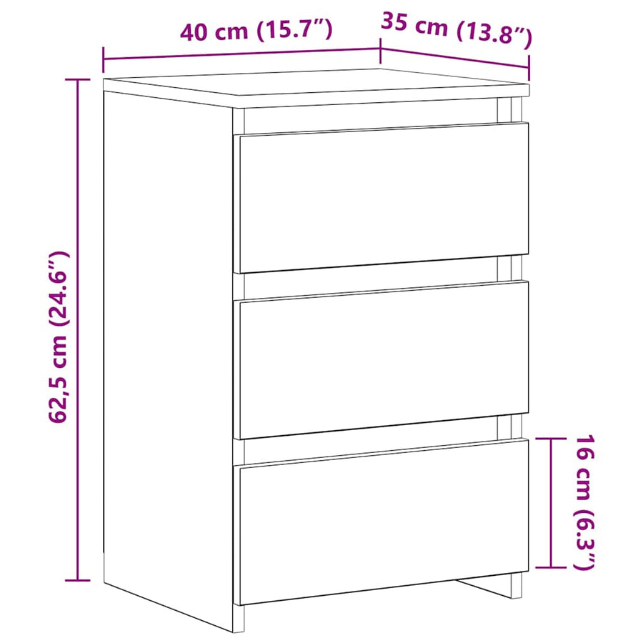 Bed Cabinets 2 pcs Concrete Grey 40x35x62.5 cm Engineered Wood
