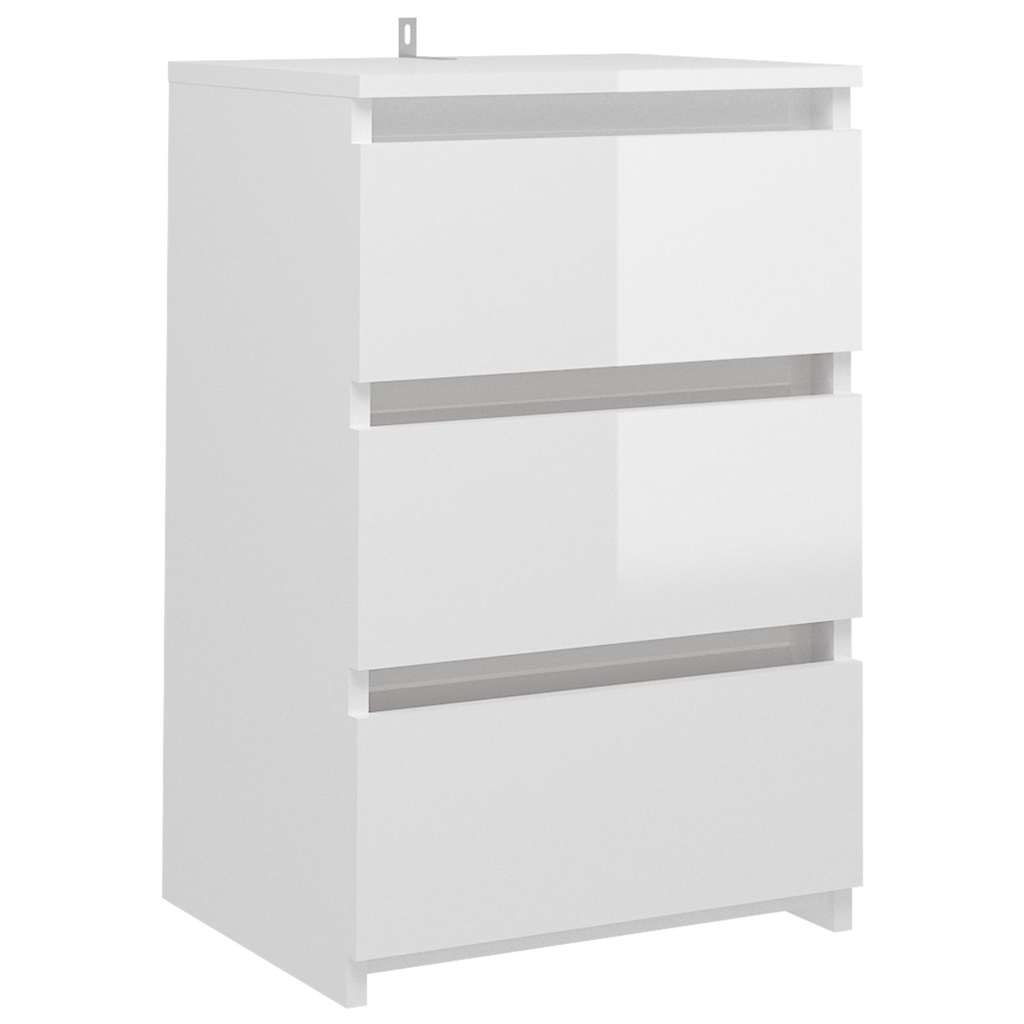 Bed Cabinet High Gloss White 40x35x62.5 cm Engineered Wood