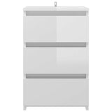 Bed Cabinet High Gloss White 40x35x62.5 cm Engineered Wood