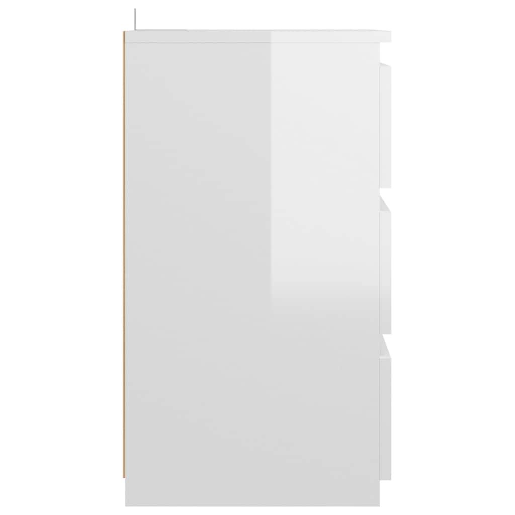 Bed Cabinet High Gloss White 40x35x62.5 cm Engineered Wood