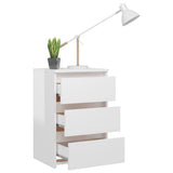 Bed Cabinet High Gloss White 40x35x62.5 cm Engineered Wood - Rear View