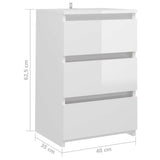 Bed Cabinet High Gloss White 40x35x62.5 cm Engineered Wood - Close-Up Angle