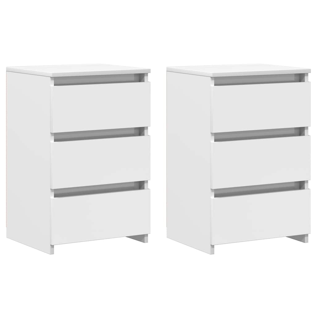 Bed Cabinets 2 pcs High Gloss White 40x35x62.5 cm Engineered Wood