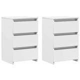 Bed Cabinets 2 pcs High Gloss White 40x35x62.5 cm Engineered Wood - Front View