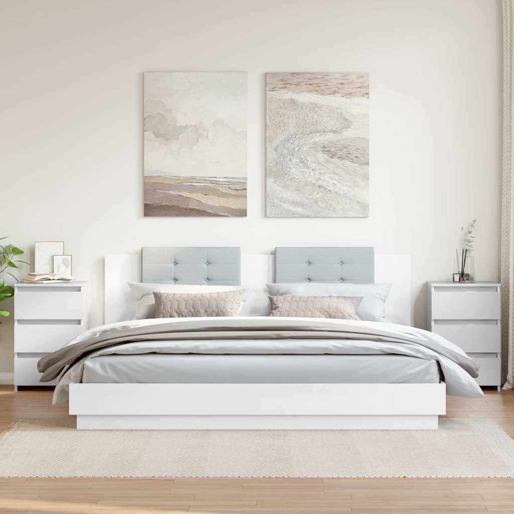 Bed Cabinets 2 pcs High Gloss White 40x35x62.5 cm Engineered Wood