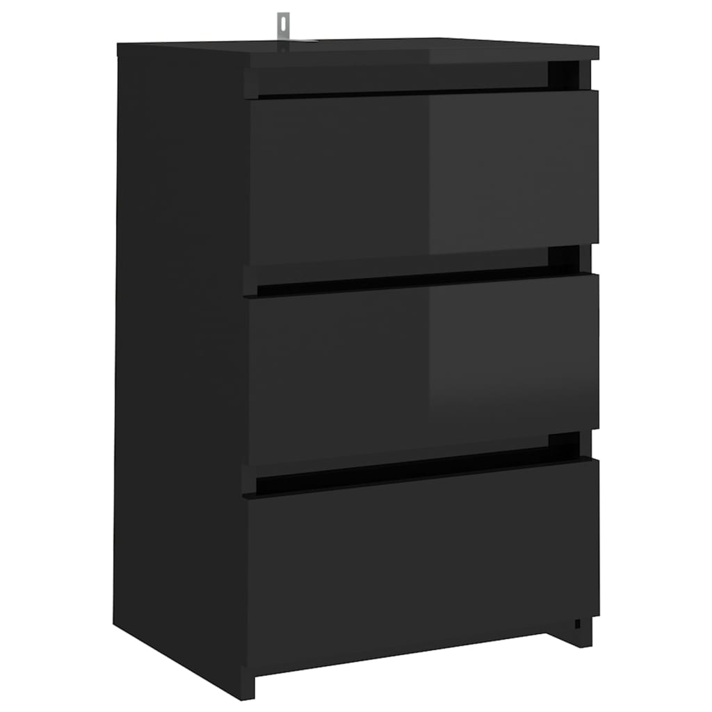 Bed Cabinet High Gloss Black 40x35x62.5 cm Engineered Wood