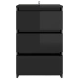 Bed Cabinet High Gloss Black 40x35x62.5 cm Engineered Wood - Side View