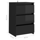 Bed Cabinet High Gloss Black 40x35x62.5 cm Engineered Wood