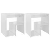 Bed Cabinets 2 pcs High Gloss White 40x30x40 cm Engineered Wood - Front View