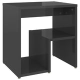 Bed Cabinet High Gloss Grey 40x30x40 cm Engineered Wood - Front View