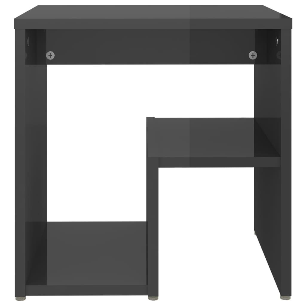 Bed Cabinet High Gloss Grey 40x30x40 cm Engineered Wood