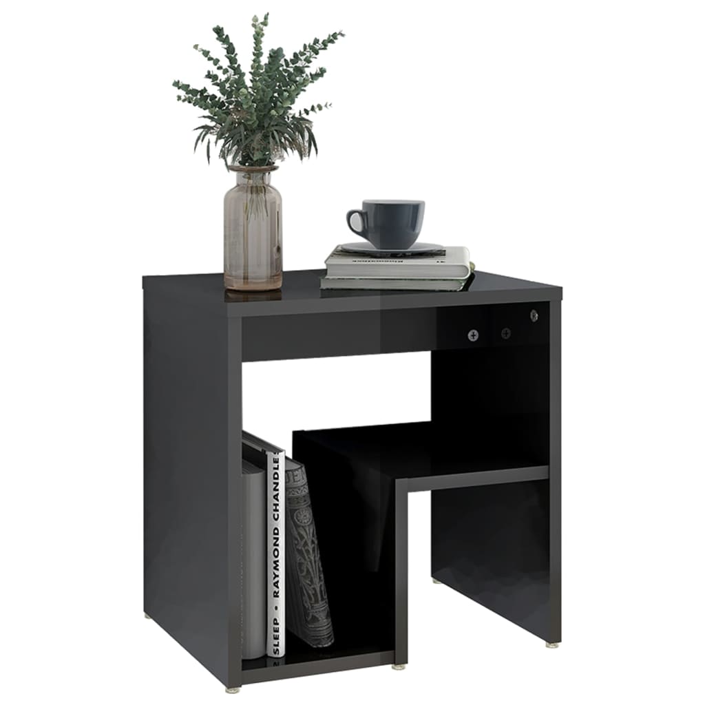 Bed Cabinet High Gloss Grey 40x30x40 cm Engineered Wood