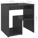 Bed Cabinet High Gloss Grey 40x30x40 cm Engineered Wood - Rear View