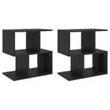 Bedside Cabinets 2 pcs Black 50x30x51.5 cm Engineered Wood - Front View