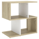 Bedside Cabinet White and Sonoma Oak 50x30x51.5 cm Engineered Wood - Front View