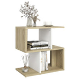 Bedside Cabinet White and Sonoma Oak 50x30x51.5 cm Engineered Wood - Rear View