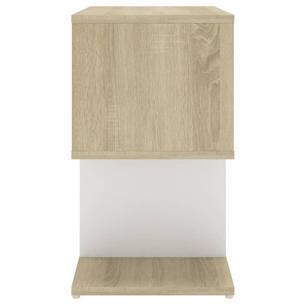 Bedside Cabinet White and Sonoma Oak 50x30x51.5 cm Engineered Wood