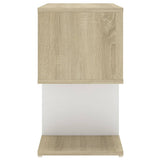 Bedside Cabinet White and Sonoma Oak 50x30x51.5 cm Engineered Wood