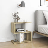 Bedside Cabinet White and Sonoma Oak 50x30x51.5 cm Engineered Wood