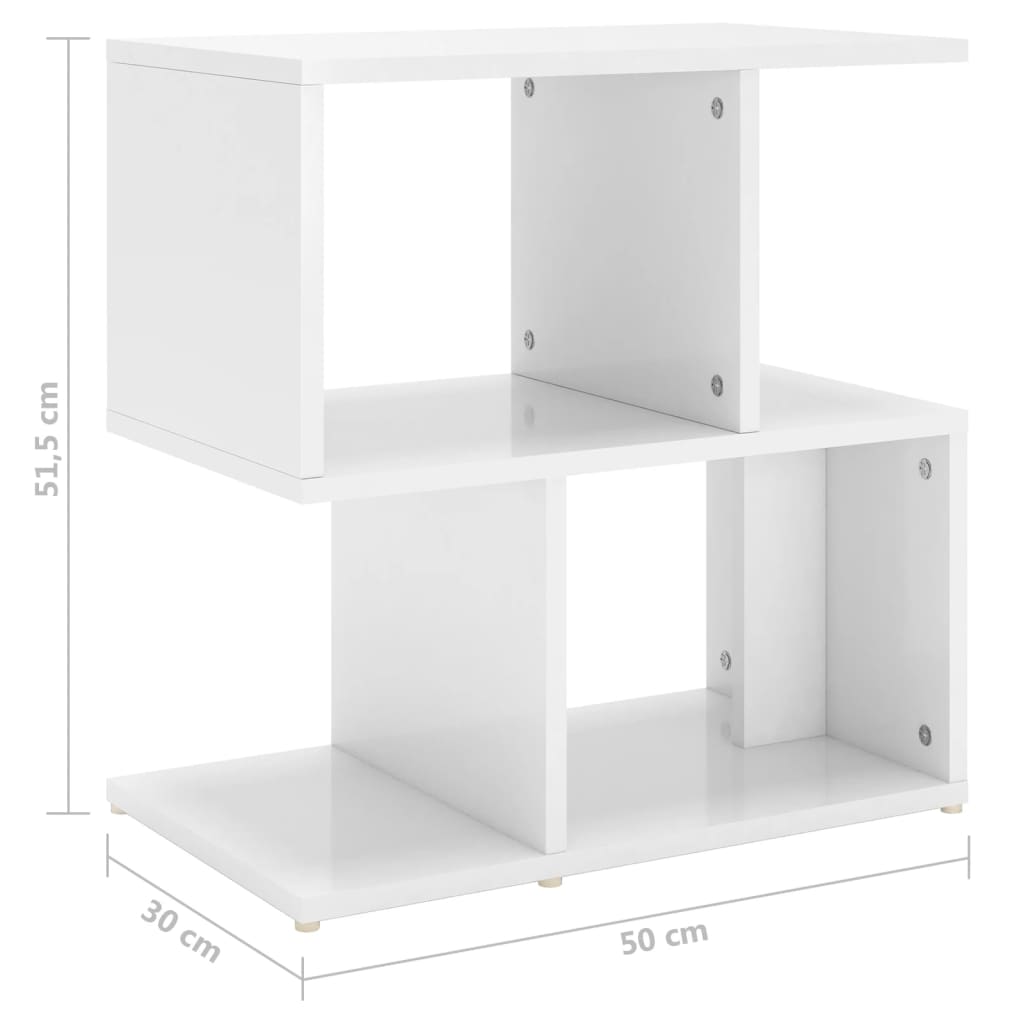 Bedside Cabinet High Gloss White 50x30x51.5 cm Engineered Wood