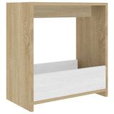 Side Table White and Sonoma Oak 50x26x50 cm Engineered Wood - Front View