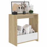 Side Table White and Sonoma Oak 50x26x50 cm Engineered Wood