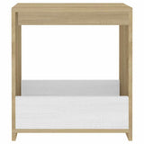 Side Table White and Sonoma Oak 50x26x50 cm Engineered Wood