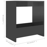 Side Table High Gloss Grey 50x26x50 cm Engineered Wood - Rear View