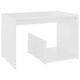 Side Table White 59x36x38 cm Engineered Wood - Front View