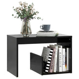 Side Table Black 59x36x38 cm Engineered Wood - Side View
