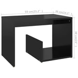 Side Table High Gloss Black 59x36x38 cm Engineered Wood - Rear View