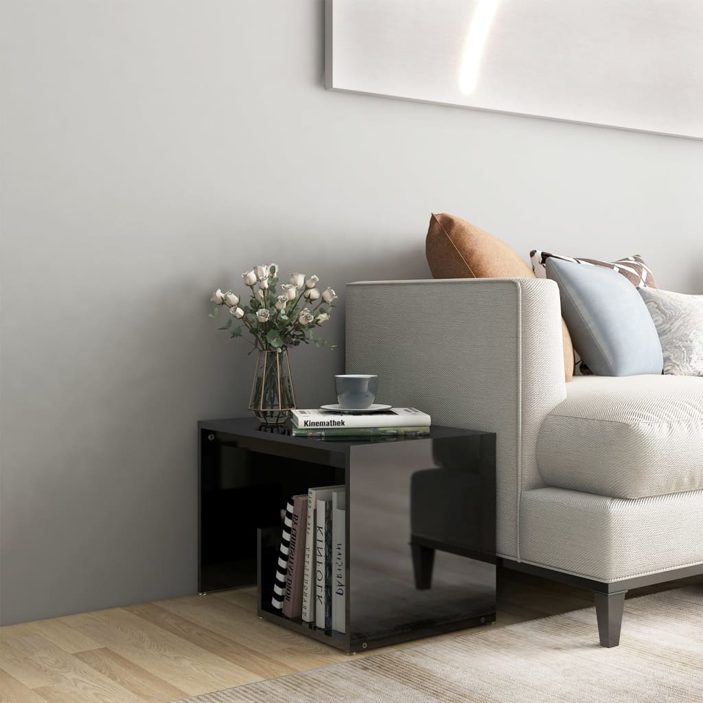 Side Table High Gloss Black 59x36x38 cm Engineered Wood