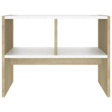 Side Table White and Sonoma Oak 60x40x45 cm Engineered Wood
