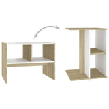 Side Table White and Sonoma Oak 60x40x45 cm Engineered Wood - Low Angle