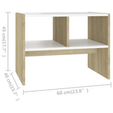 Side Table White and Sonoma Oak 60x40x45 cm Engineered Wood - Extra Image