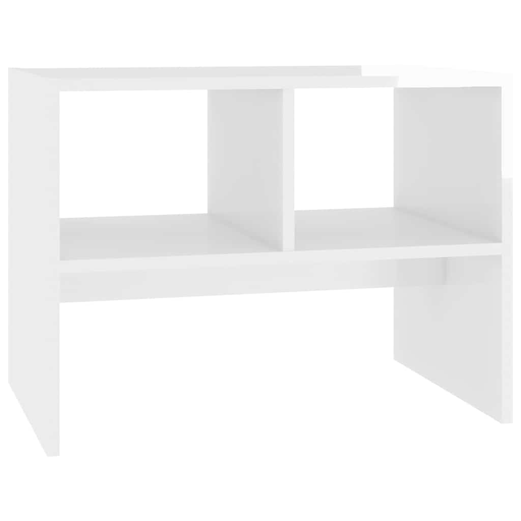 Side Table High Gloss White 60x40x45 cm Engineered Wood