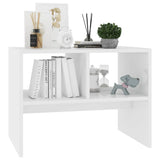 Side Table High Gloss White 60x40x45 cm Engineered Wood - Side View