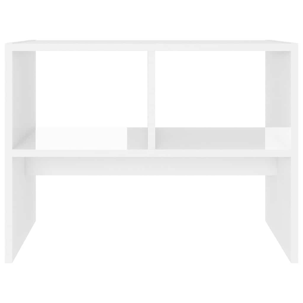Side Table High Gloss White 60x40x45 cm Engineered Wood