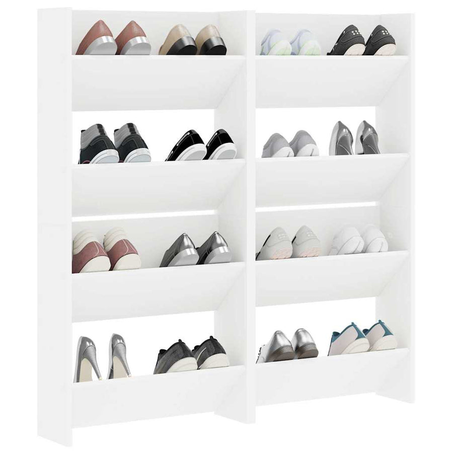 Wall Shoe Cabinets 4 pcs White 60x18x60 cm Engineered Wood